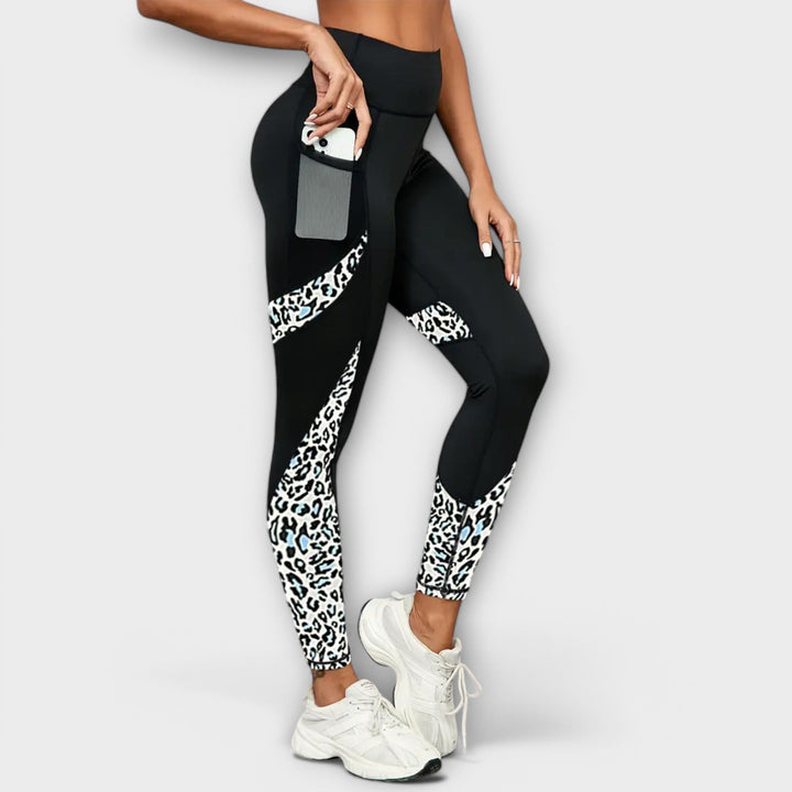 High Waist Training Trousers with Leopard Print