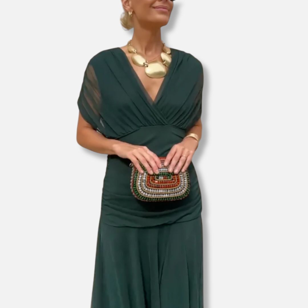 Avelora – Elegant V-Neck Maxi Dress