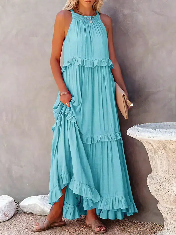 Robyn – Halter Ruffle Maxi Dress