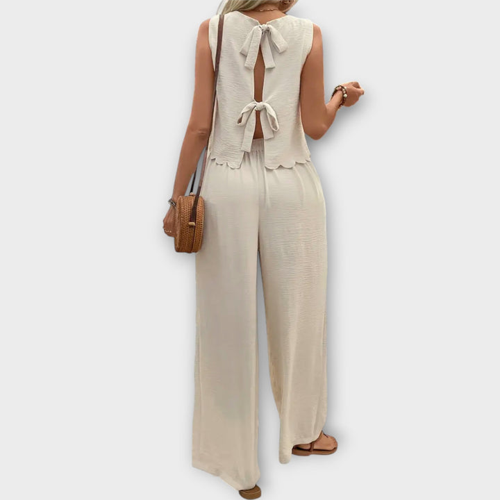 Ava – Petal Trim Vest & Trouser Set