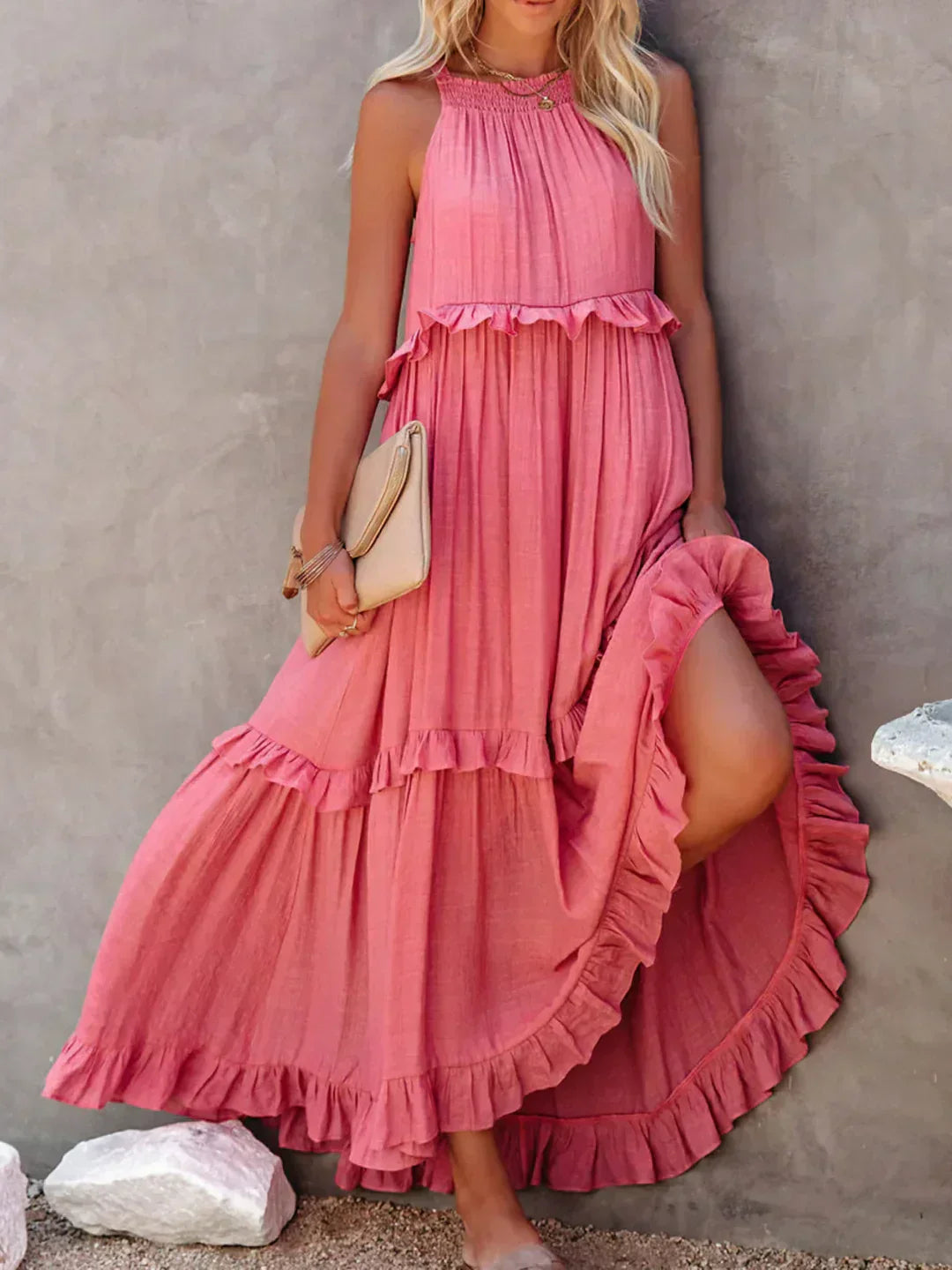 Robyn – Halter Ruffle Maxi Dress