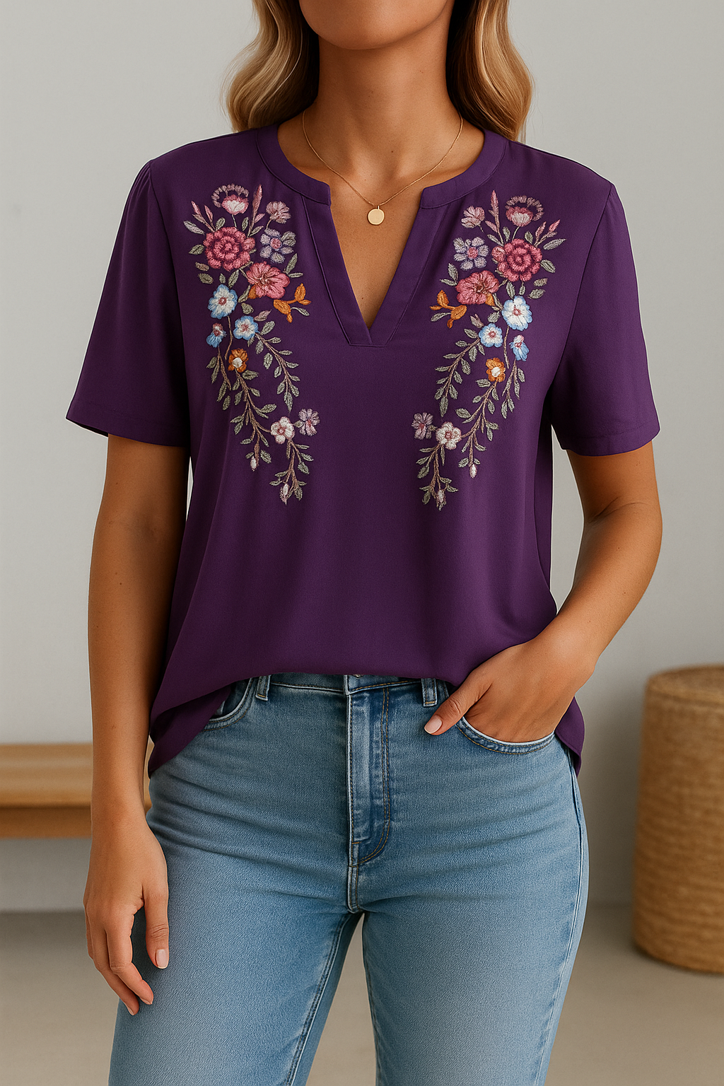 Maristella – Embroidered Elegance Top