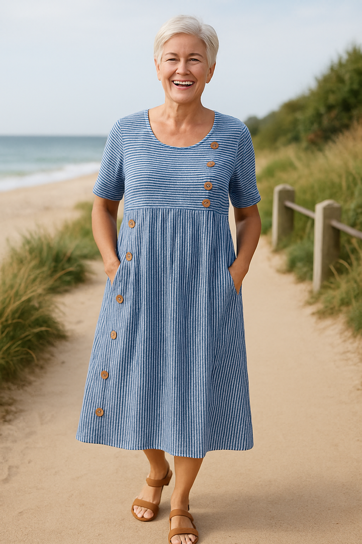 Brienne - Striped Midi Dress – Effortless Comfort, Everyday Confidence