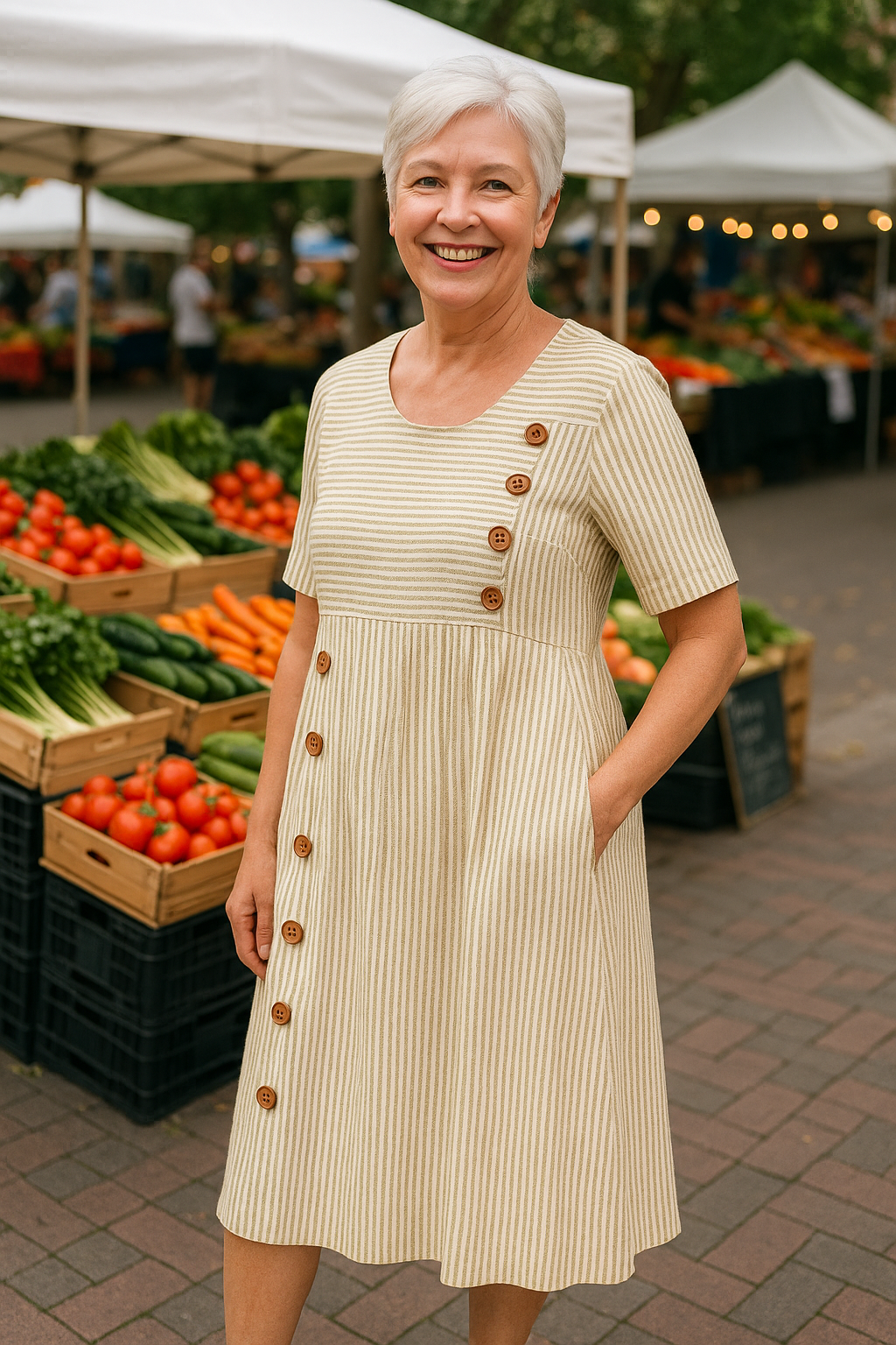 Brienne - Striped Midi Dress – Effortless Comfort, Everyday Confidence