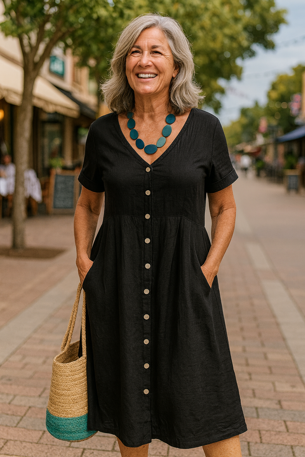 Anna | Everyday Comfort Cotton–Linen Midi Dress (AU 10–24)