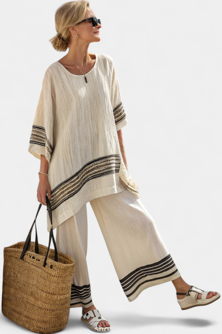 Maya – Striped Bamboo Linen Set