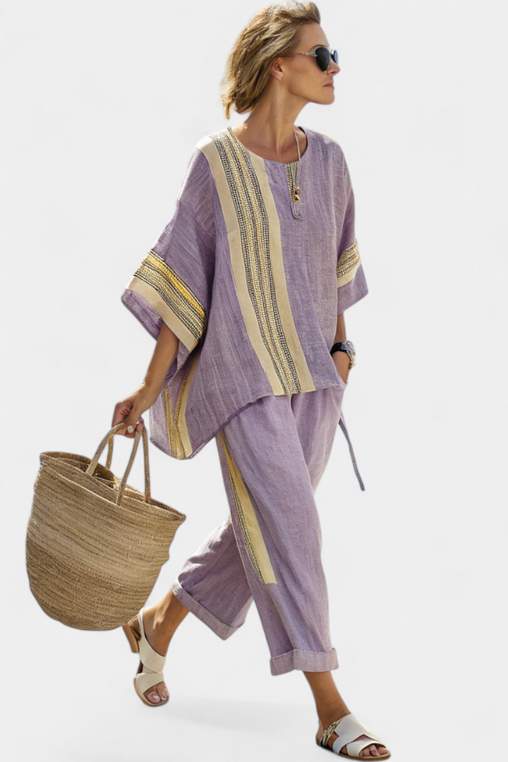 Maya – Striped Bamboo Linen Set