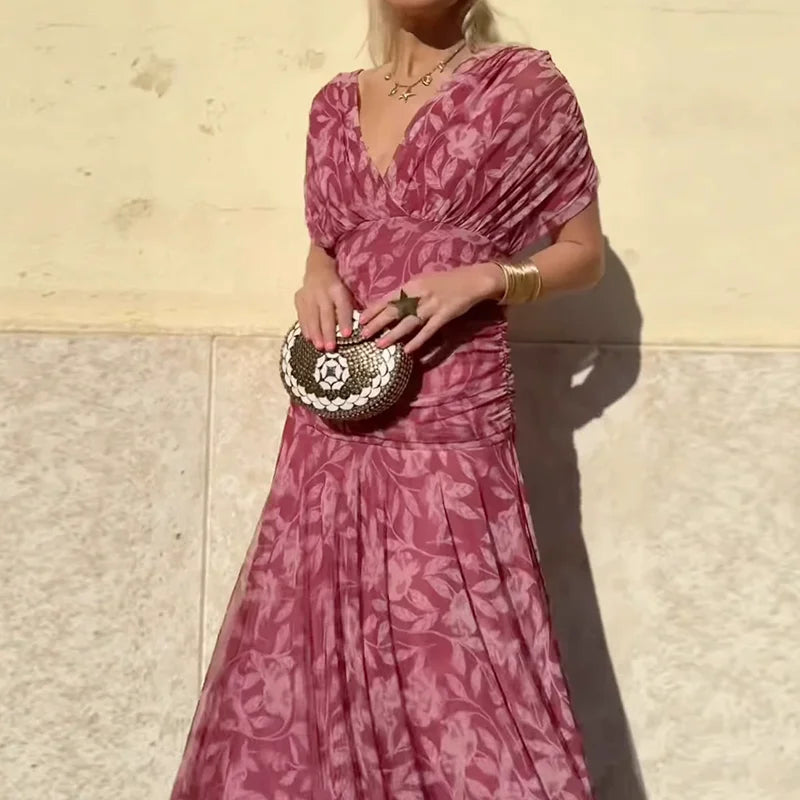 Avelora – Elegant V-Neck Maxi Dress