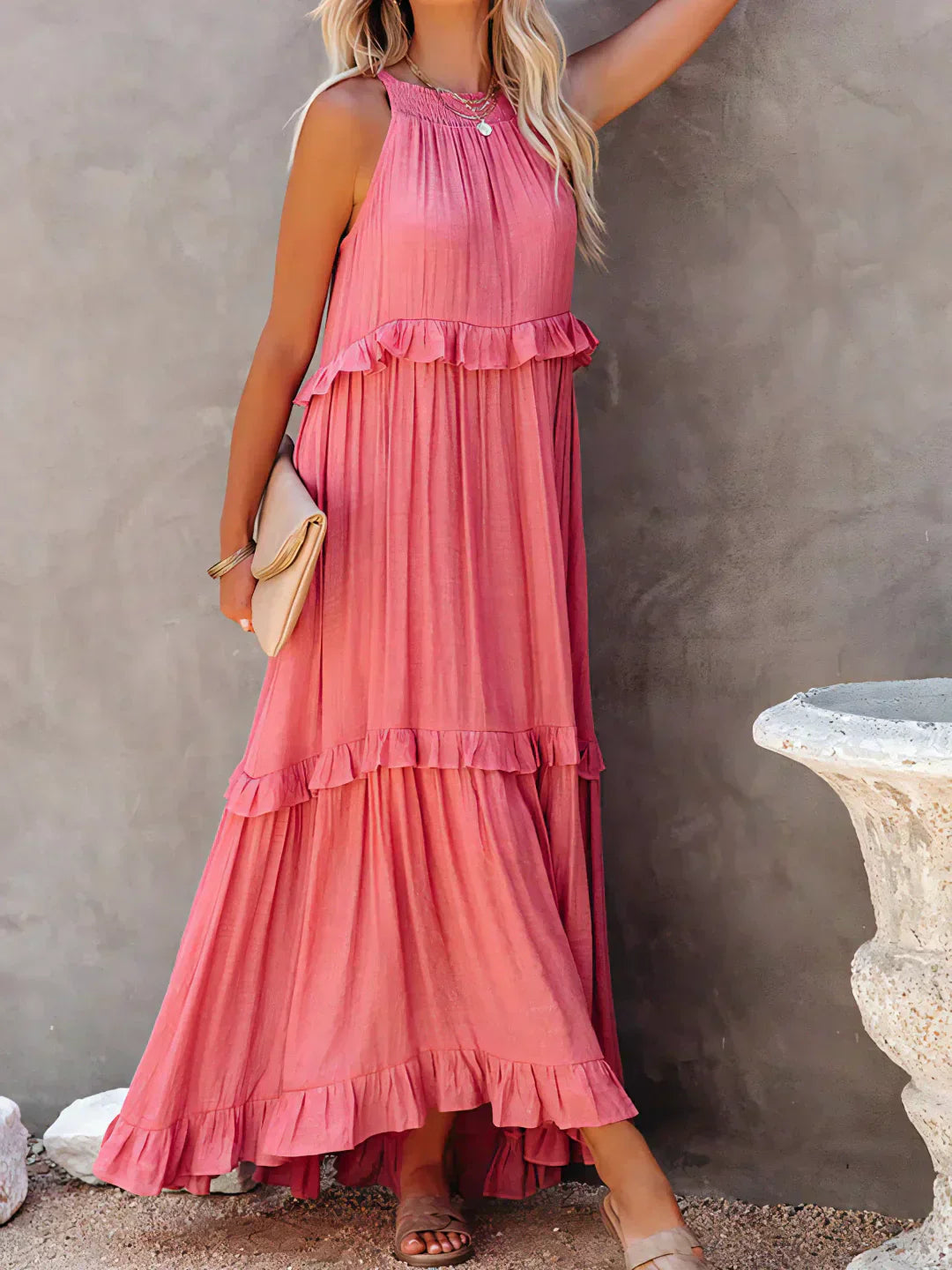 Robyn – Halter Ruffle Maxi Dress