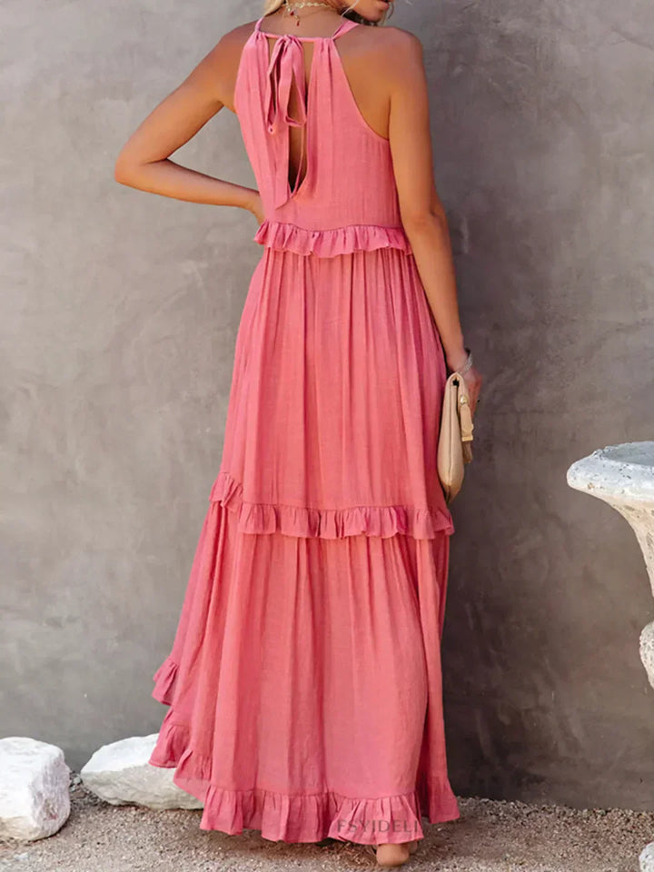 Robyn – Halter Ruffle Maxi Dress
