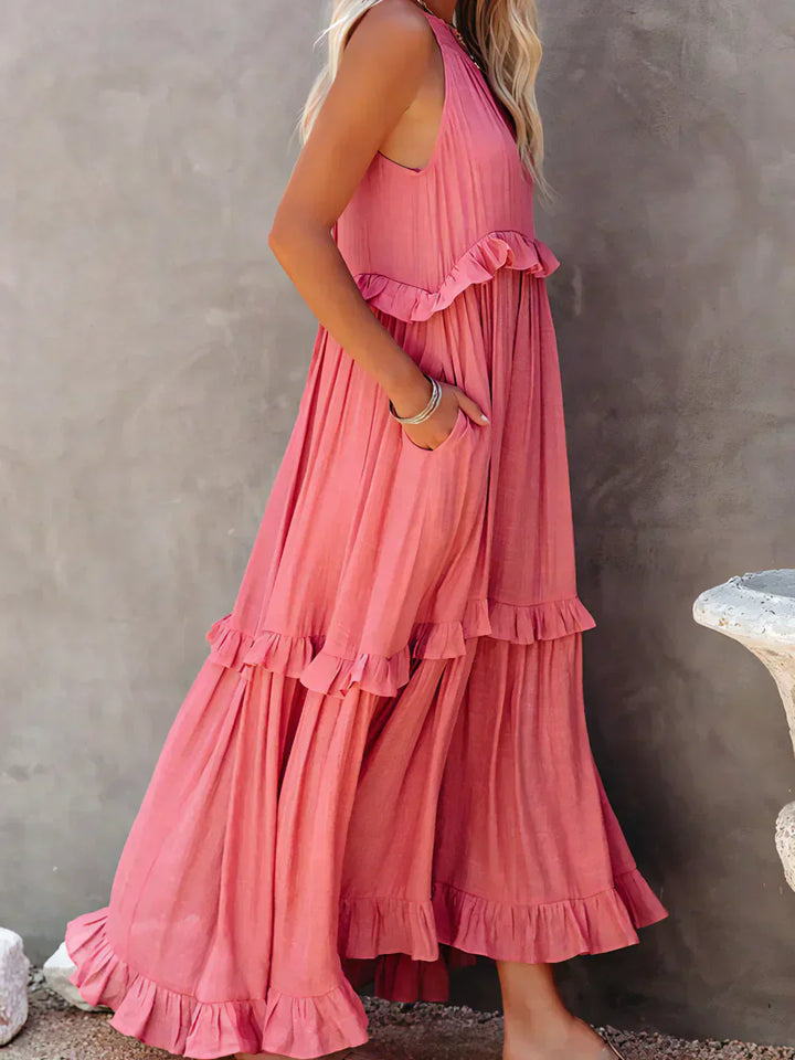 Robyn – Halter Ruffle Maxi Dress