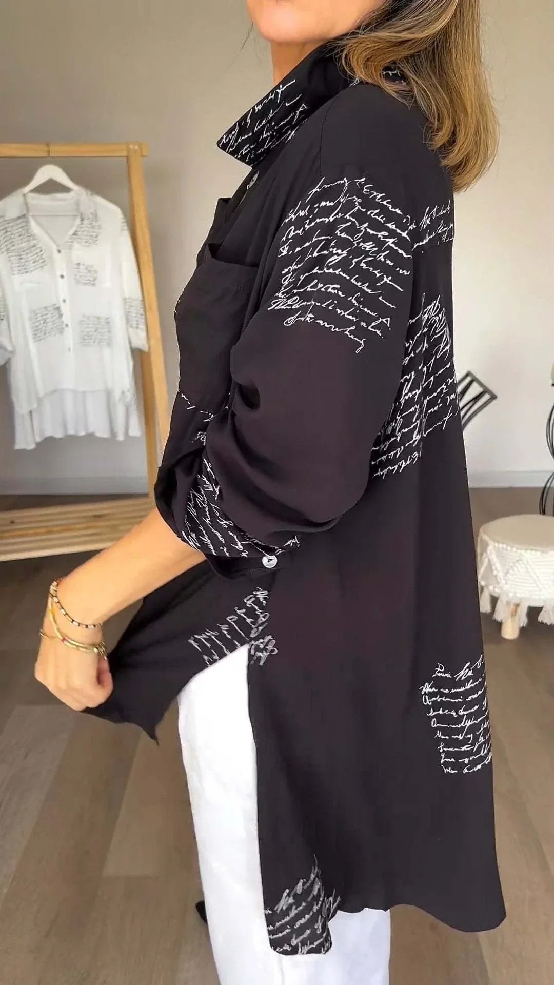 Carain | Handwriting Design Button Up Shirt