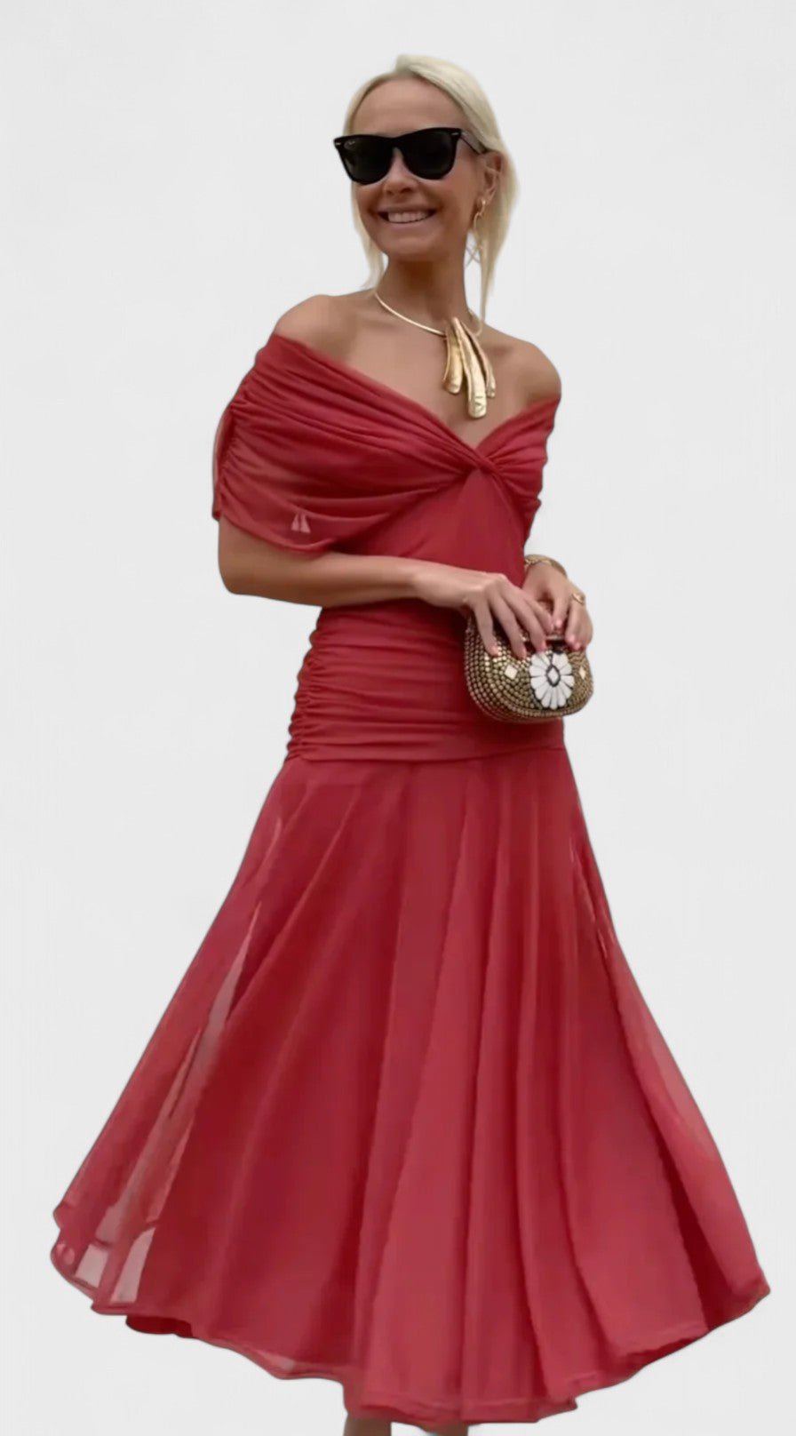 Christi – Off-Shoulder Printed Dress