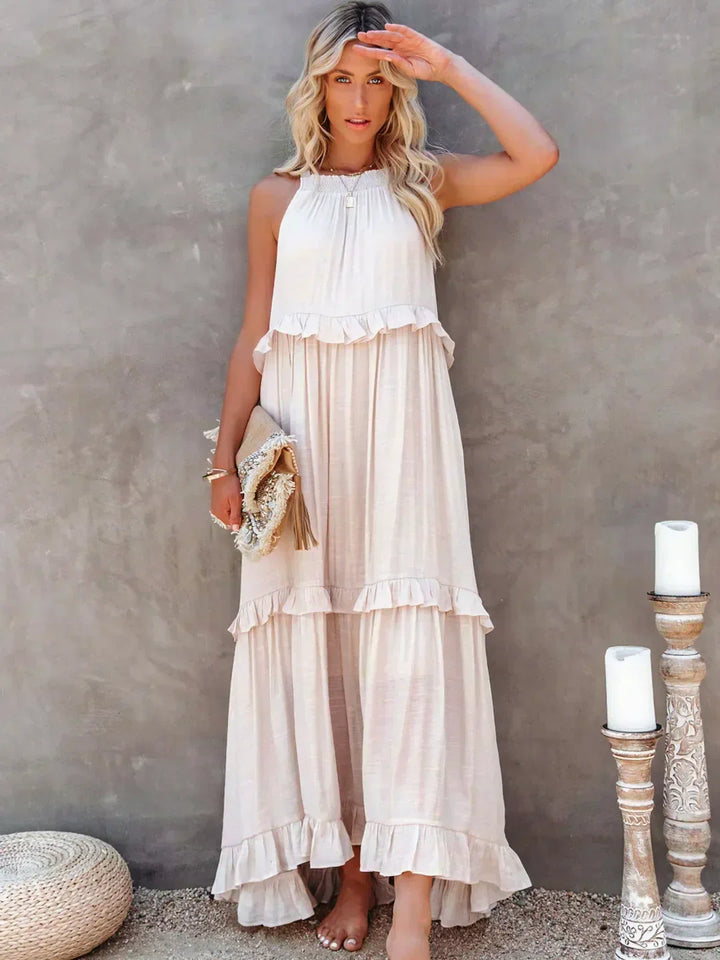 Robyn – Halter Ruffle Maxi Dress